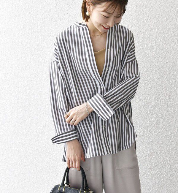 SHIPS any「SHIPS any:〈洗濯機可能〉REPREVE バンド カラー シャツ」|シャツ・ブラウス|