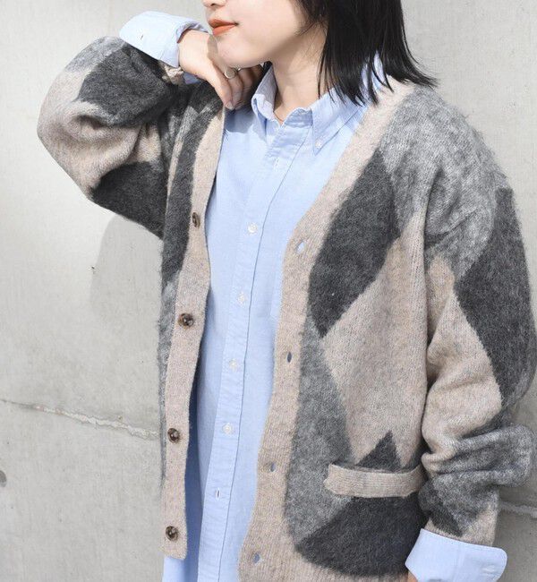 SHIPS any「SHIPS any: シャギー パターン ユニセックス ニット カーディガン 23AW◇」|カーディガン|