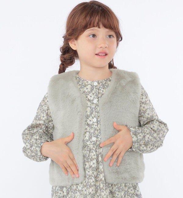 SHIPS KIDS「SHIPS KIDS:100～140cm / フェイクファー&times;リバティ ベスト」|ダウンベスト・ベスト|