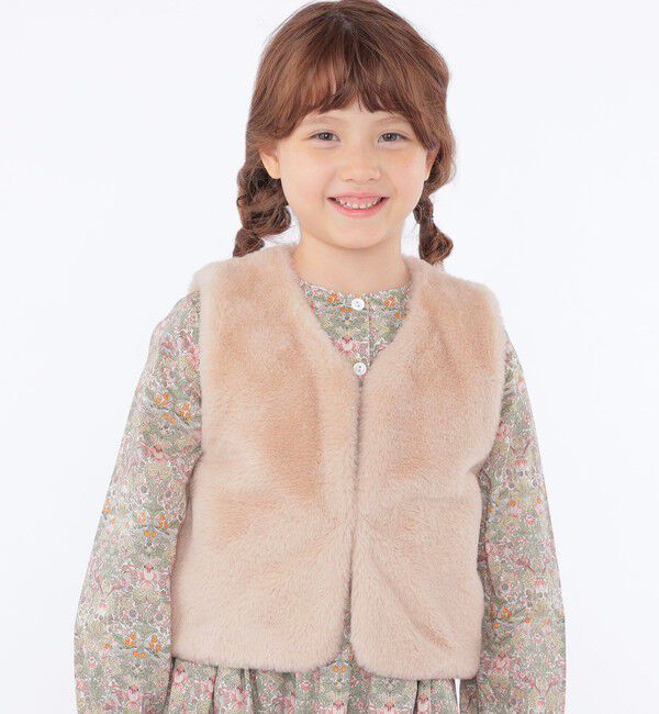 SHIPS KIDS「SHIPS KIDS:100～140cm / フェイクファー&times;リバティ ベスト」|ダウンベスト・ベスト|