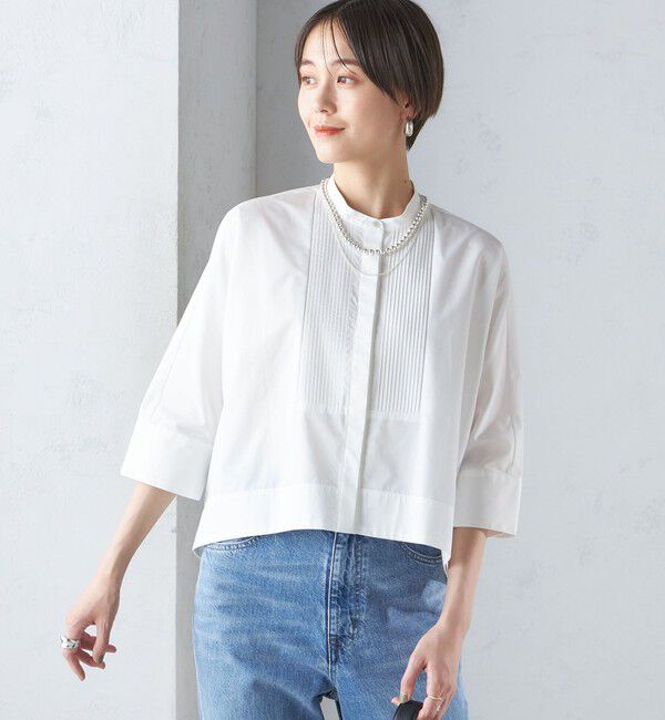 SHIPS for women「〈手洗い可能〉コットン ポリエステル ピンタック 羽織 ブラウス」|シャツ・ブラウス|