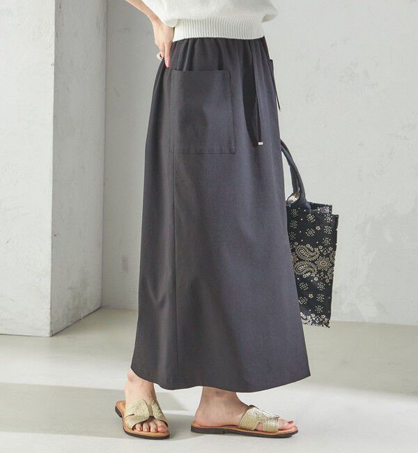 SHIPS for women「〈手洗い可能〉麻混 ストレッチ ドロスト Aライン スカート」|台形|