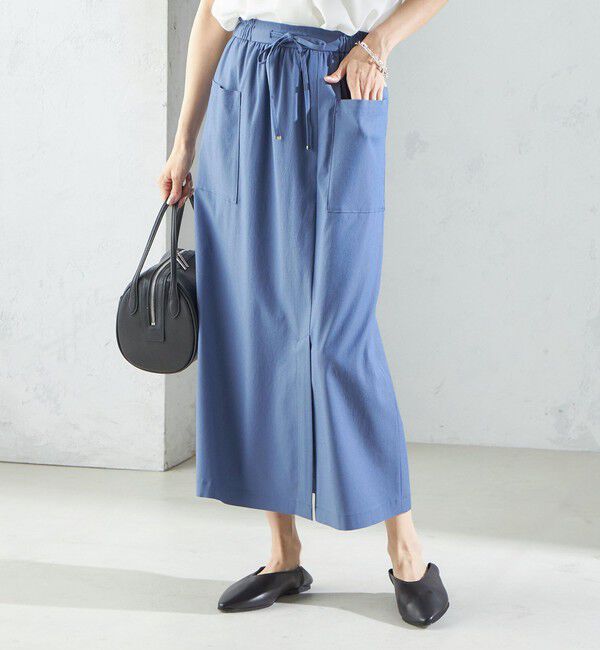 SHIPS for women「〈手洗い可能〉麻混 ストレッチ ドロスト Aライン スカート」|台形|