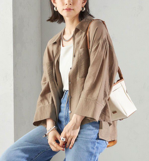 SHIPS for women「〈手洗い可能〉シアー シルク混 オープンカラー シャツ」|シャツ・ブラウス|