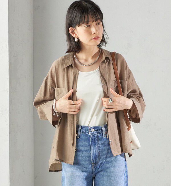 SHIPS for women「〈手洗い可能〉シアー シルク混 オープンカラー シャツ」|シャツ・ブラウス|