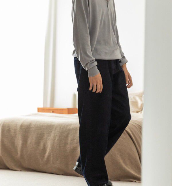 SHIPS「SHIPS: フロッキー ワイド デニム パンツ」|デニム|ネイビー