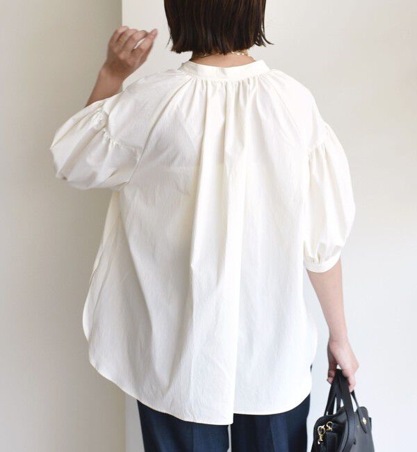 SHIPS for women「〈手洗い可能〉RENU ソフト タイプライター スキッパー 5分袖 ブラウス」|シャツ・ブラウス|