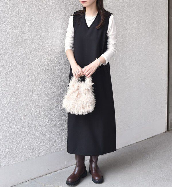 SHIPS Colors 「SHIPS Colors:〈手洗い可能〉シャーク フリンジ ジャンパー ワンピース◇」|ジャンパースカート|