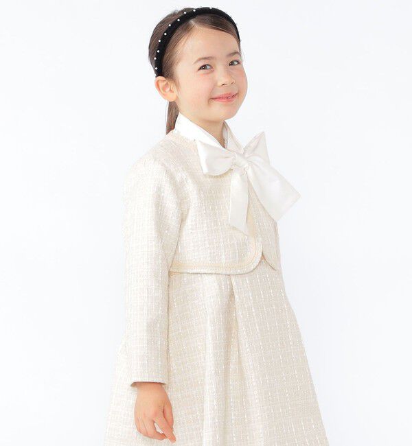SHIPS KIDS「SHIPS KIDS:110～130cm /セレモニー ラメ ツイード ボレロ ジャケット」|ノーカラージャケット|