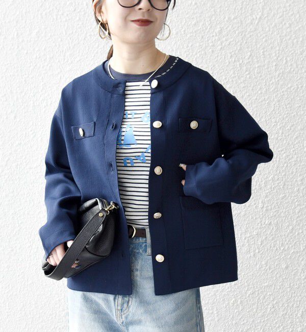 SHIPS any「SHIPS any:〈手洗い可能〉クルーネック ニット ジャケット カーディガン」|カーディガン|