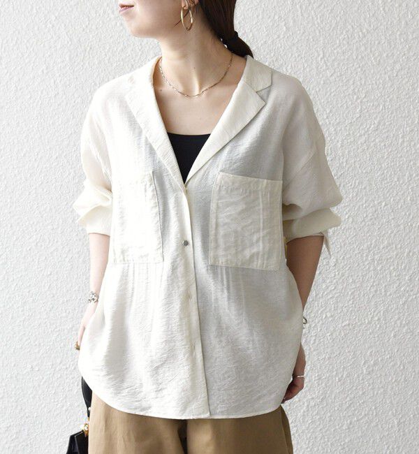 SHIPS any「《追加予約》SHIPS any:〈手洗い可能〉オープン カラー ポケット シャツ」|シャツ・ブラウス|