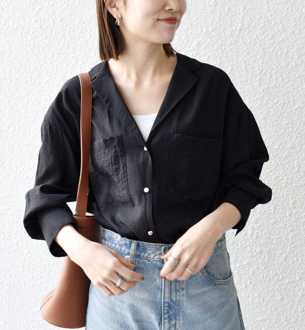 SHIPS any「《追加予約》SHIPS any:〈手洗い可能〉オープン カラー ポケット シャツ」|シャツ・ブラウス|