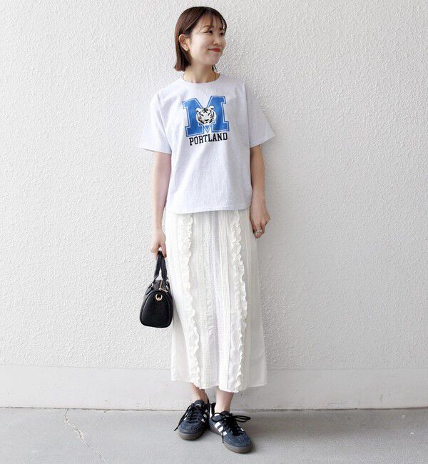 SHIPS any「《予約》【SHIPS any別注】THE KNiTS:〈洗濯機可能〉ラウンドヘム プリント ショート TEE」|Tシャツ・カットソー|