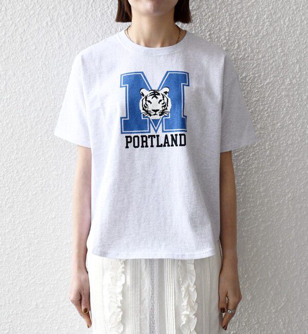 SHIPS any「《予約》【SHIPS any別注】THE KNiTS:〈洗濯機可能〉ラウンドヘム プリント ショート TEE」|Tシャツ・カットソー|