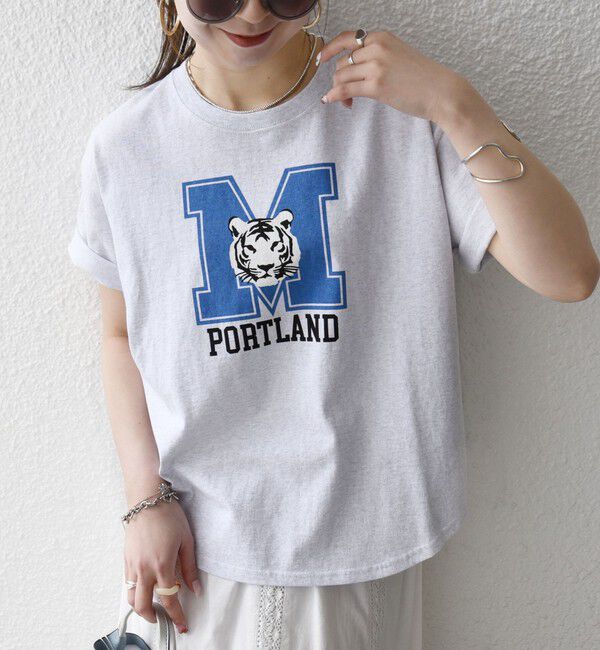 SHIPS any「《予約》【SHIPS any別注】THE KNiTS:〈洗濯機可能〉ラウンドヘム プリント ショート TEE」|Tシャツ・カットソー|