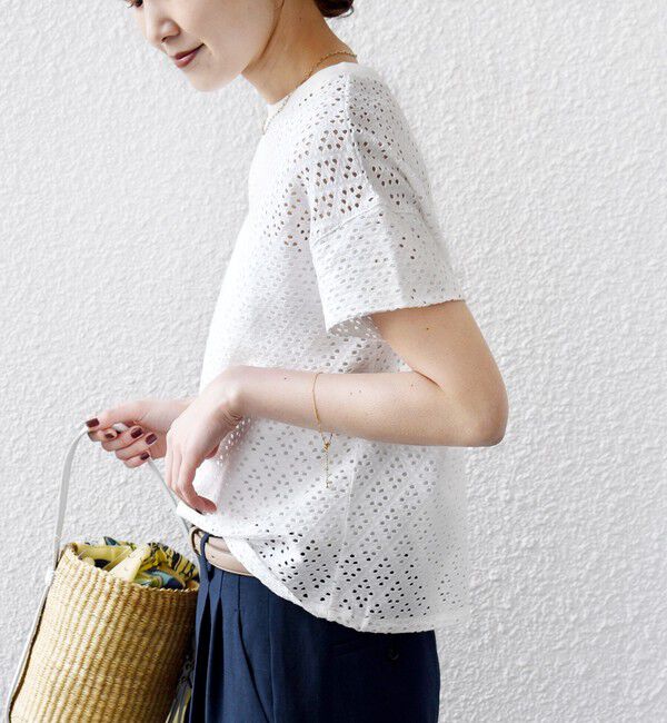 SHIPS for women「〈手洗い可能〉アイレット ショート スリーブ プルオーバー」|Tシャツ・カットソー|