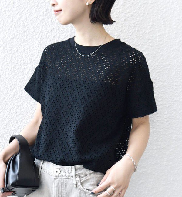 SHIPS for women「〈手洗い可能〉アイレット ショート スリーブ プルオーバー」|Tシャツ・カットソー|