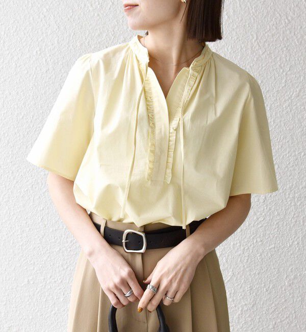 SHIPS any「《予約》SHIPS any:〈洗濯機可能〉タイプライター フリル スキッパー パフ ブラウス」|シャツ・ブラウス|