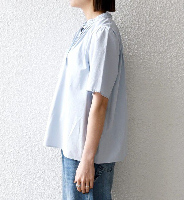 SHIPS any「《予約》SHIPS any:〈洗濯機可能〉タイプライター フリル スキッパー パフ ブラウス」|シャツ・ブラウス|