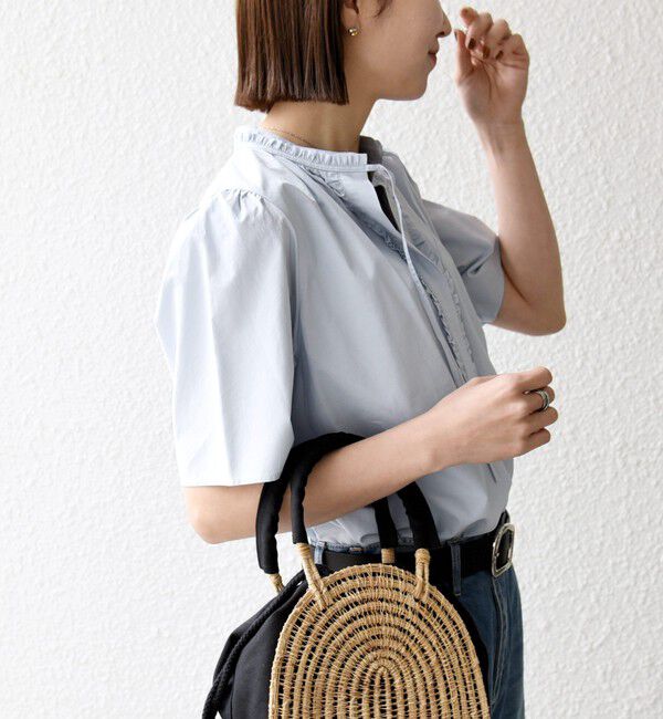 SHIPS any「《予約》SHIPS any:〈洗濯機可能〉タイプライター フリル スキッパー パフ ブラウス」|シャツ・ブラウス|