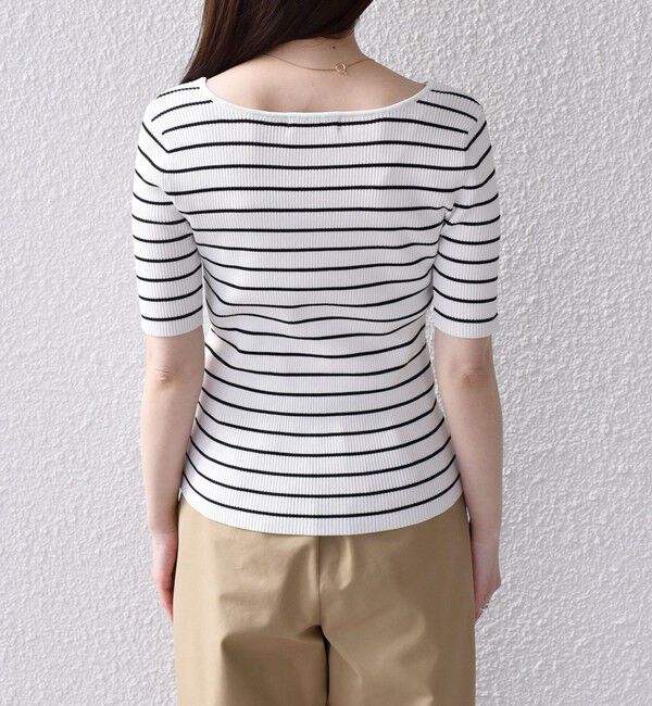 SHIPS Colors 「《予約》SHIPS Colors:〈手洗い可能〉リブ 5分袖 ニット◆」|ニット・セーター|