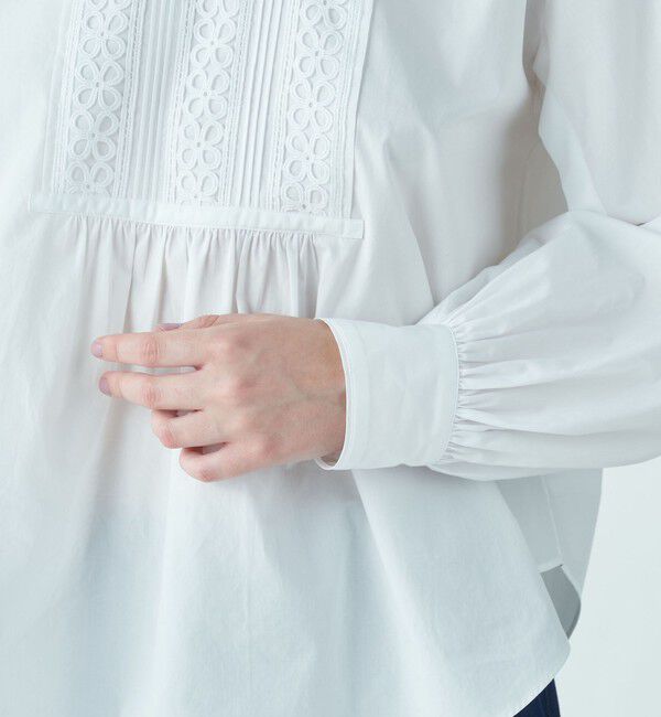 TOMORROWLAND collection「ホワイトコンビネーション スタンドネックブラウス」|シャツ・ブラウス|