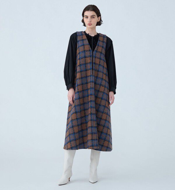 TOMORROWLAND collection「ループチェック フロンタブルジャンパードレス」|ジャンパースカート|