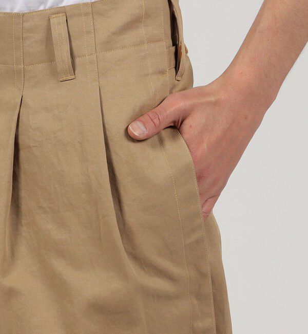 TOMORROWLAND MENS「リネンコットン 2プリーツ ワイドパンツ」|チノ|