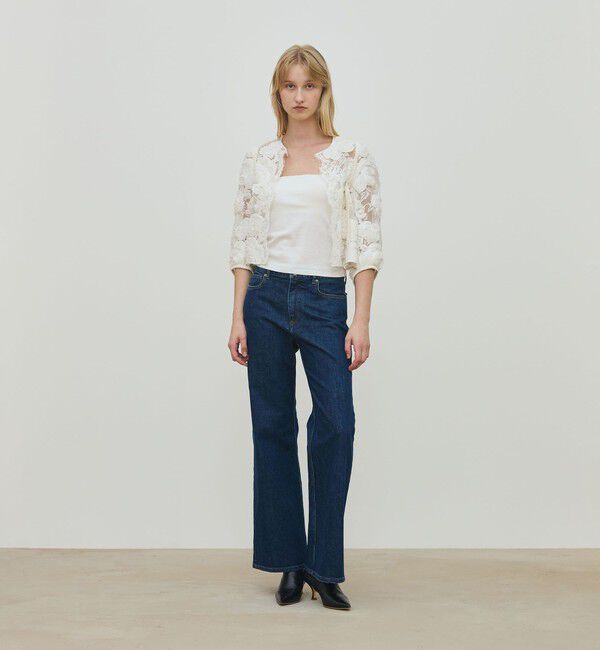 DES PRES「リバーレース クロップドジャケット」|ノーカラージャケット|