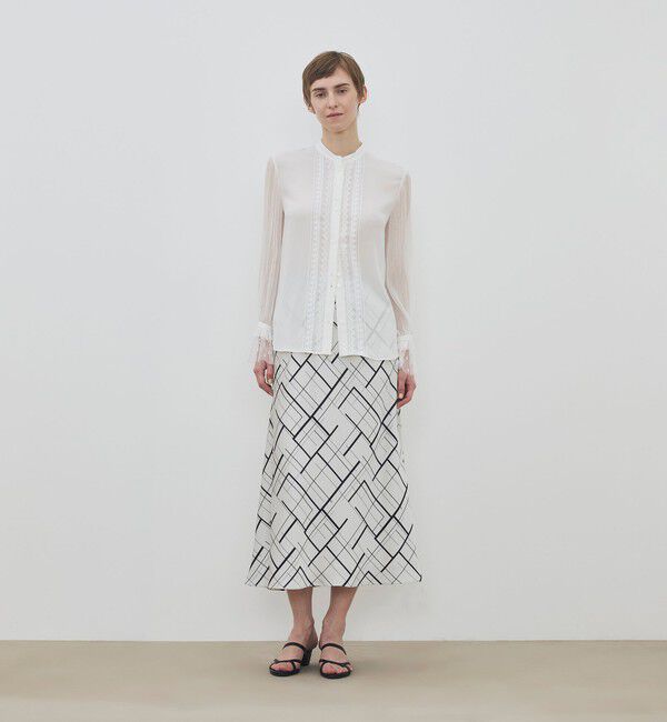 DES PRES「ウィンドウフレームプリント セミマーメイドスカート」|フレア|