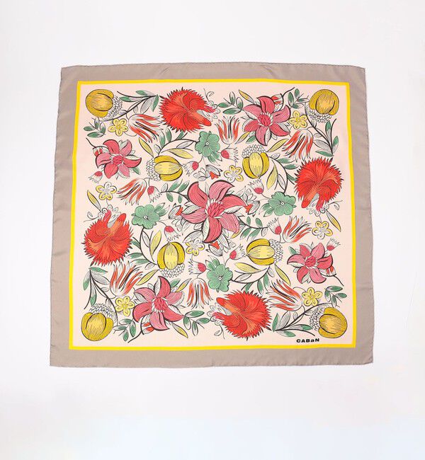 CABaN「Botanical Garden シルクプリントスカーフ」|バンダナ・スカーフ|