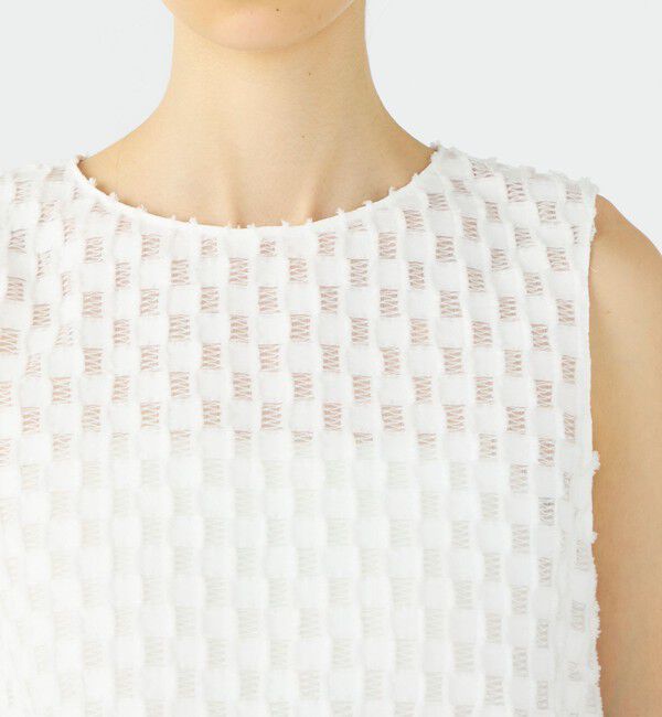 Ballsey「グリッドカットジャカード ノースリーブブラウス」|シャツ・ブラウス|