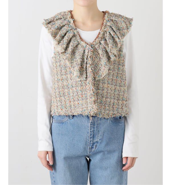 IENA LA BOUCLE「IENA LA BOUCLE LINTONツィードフリルベスト」|ダウンベスト・ベスト|