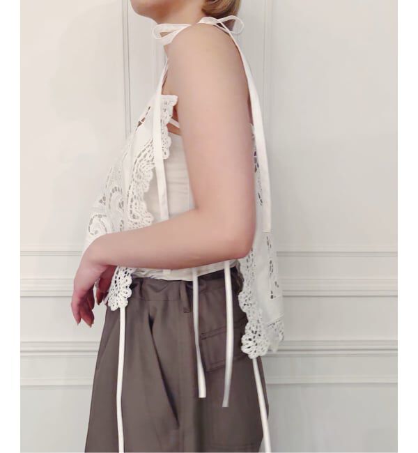 IENA LA BOUCLE「HERITER/エリテ ボビンレース カットワーク パーツ キャミソール H0-00-3073」|キャミソール|