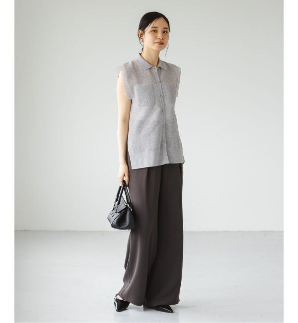 NOBLE「【洗える】ライトジョーゼットドレープパンツ」|スラックス|
