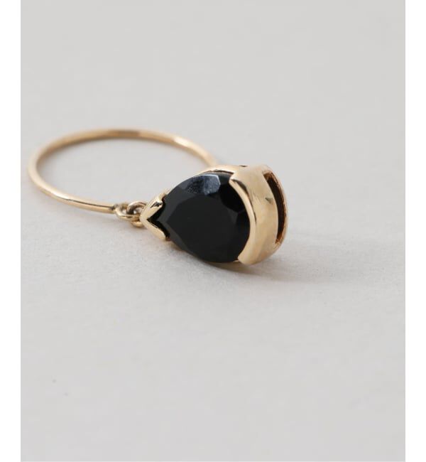 Lilas by Spick&Span「ペアシェイプオニキスフープピアス K10（両耳）」|ピアス|