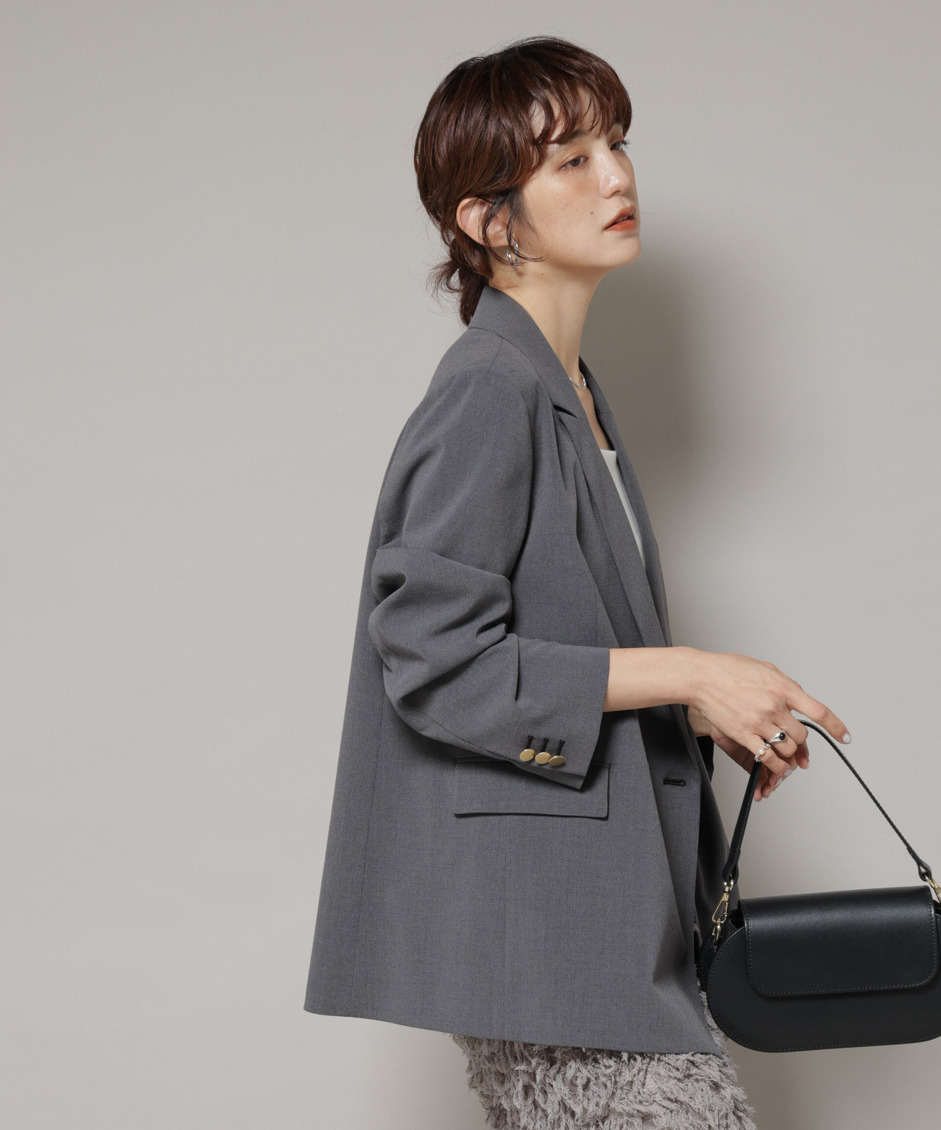 nano･universe「ドライウェザーストレッチダブルジャケット(セットアップ可)」|テーラードジャケット|