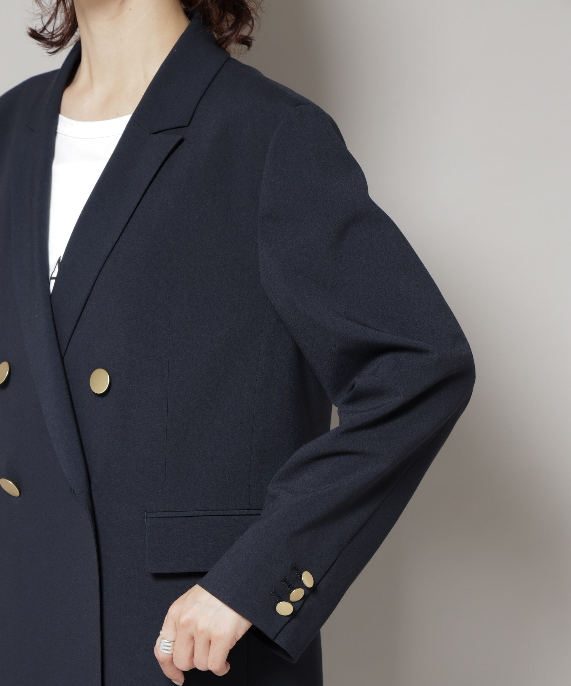 nano･universe「ドライウェザーストレッチダブルジャケット(セットアップ可)」|テーラードジャケット|