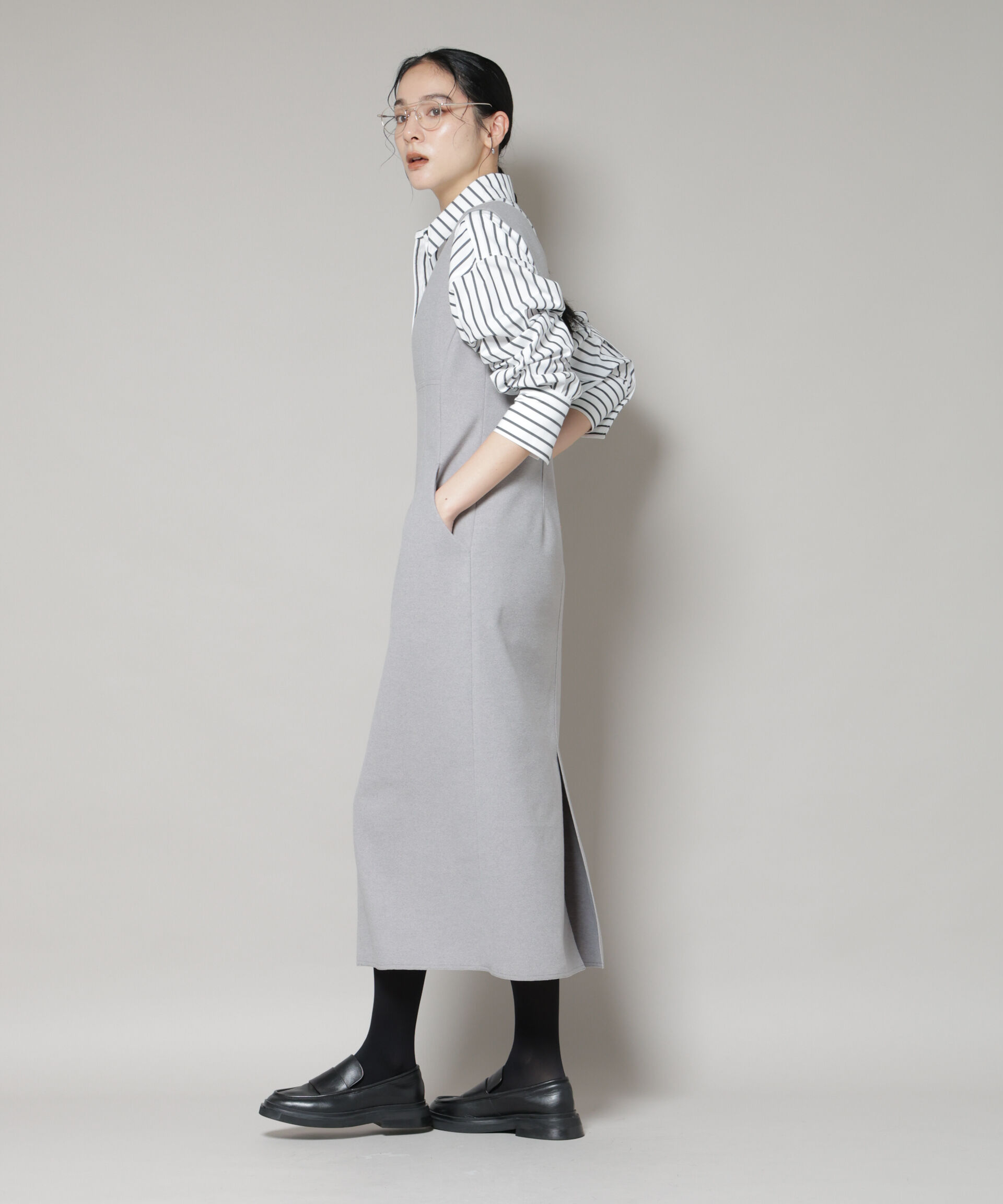 nano･universe「ニードルジャージーVネックワンピース」|ワンピース|