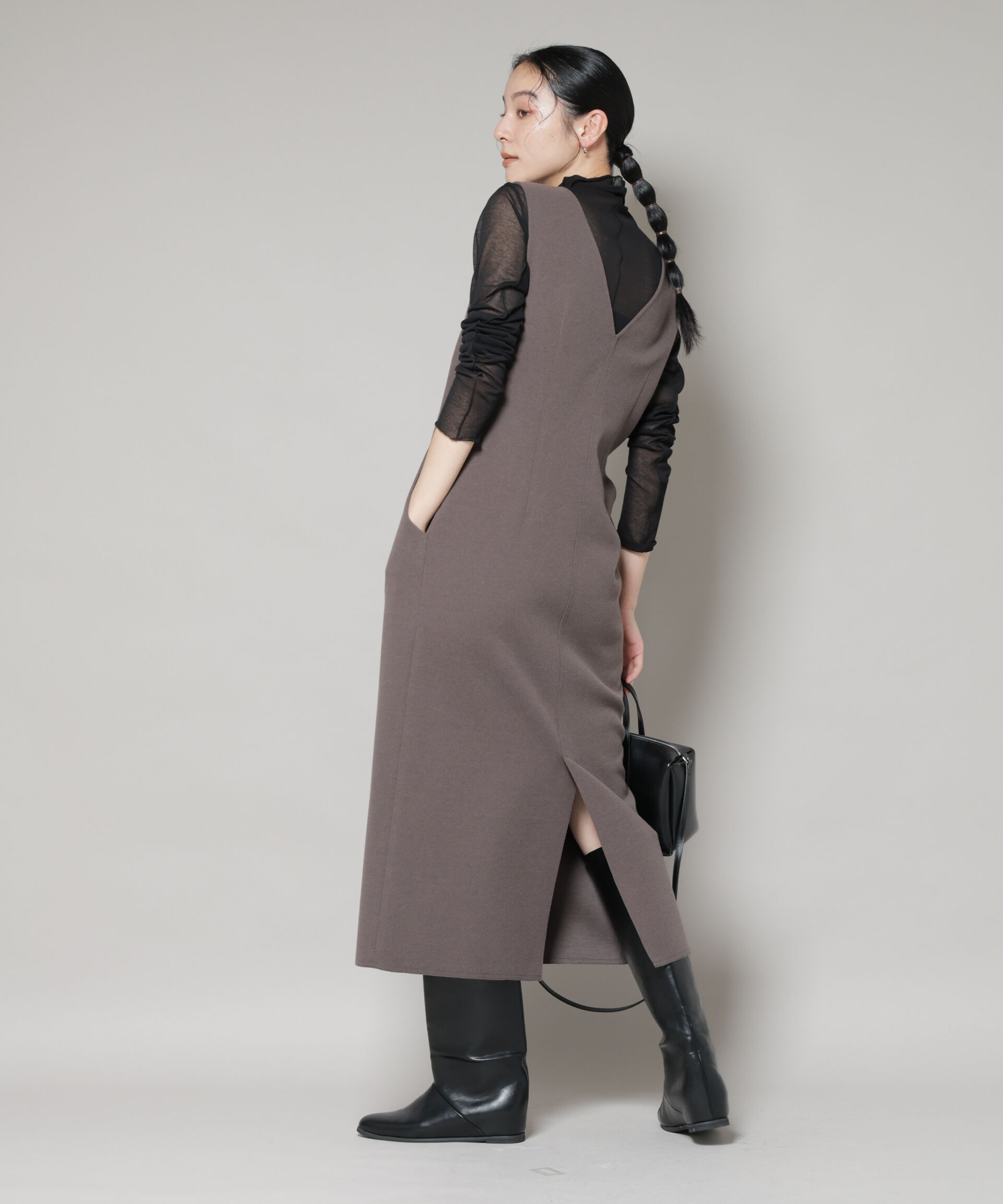 nano･universe「ニードルジャージーVネックワンピース」|ワンピース|