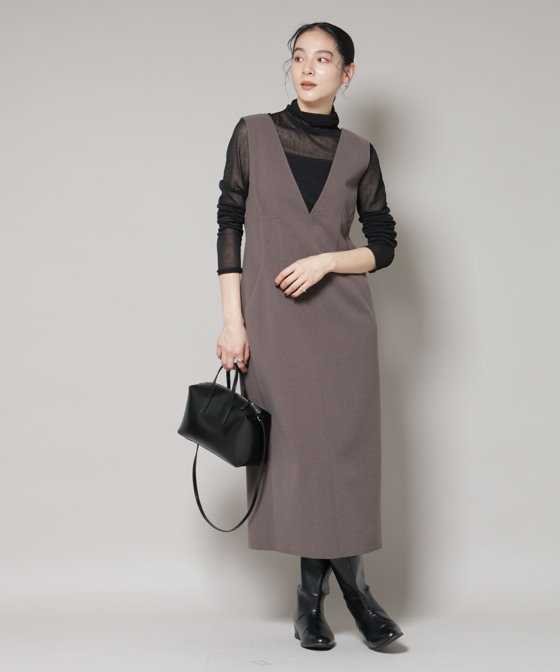 nano･universe「ニードルジャージーVネックワンピース」|ワンピース|