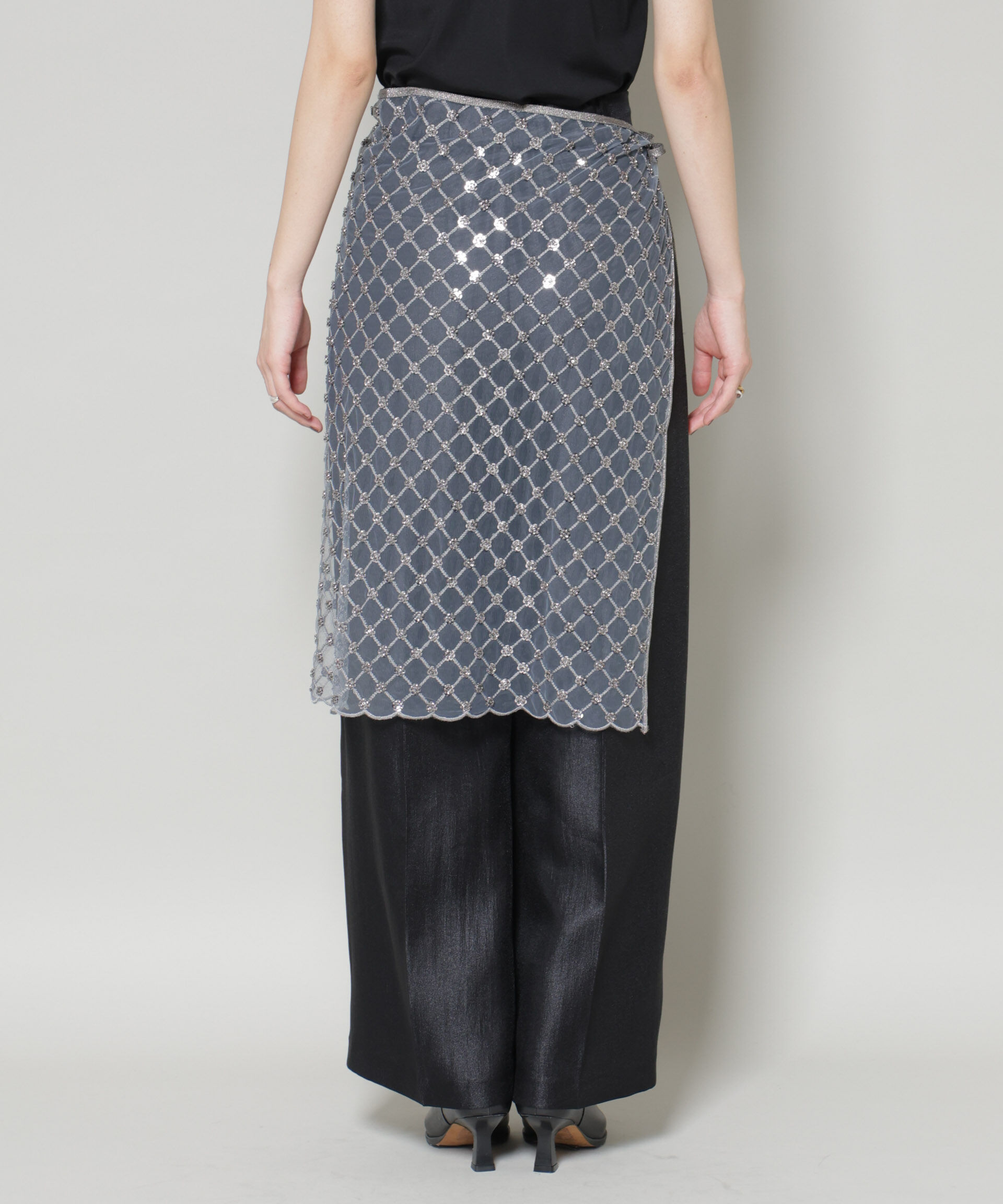 nano･universe「スパンコールビーズ刺繍ラップスカート」|スカート|