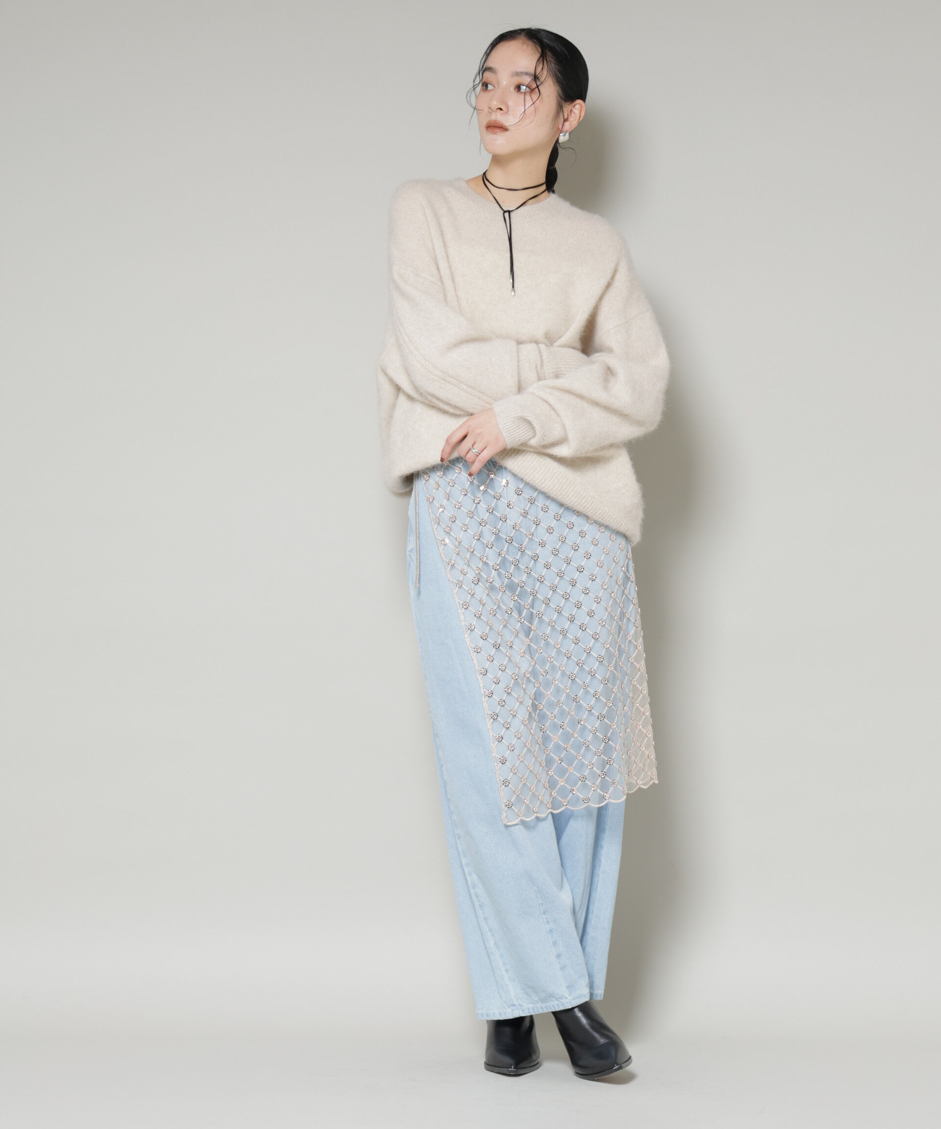 nano･universe「スパンコールビーズ刺繍ラップスカート」|スカート|