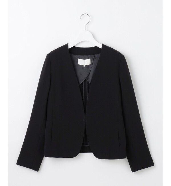 自由区「【ご好評アイテム・セットアップ対応・セレモニー・通勤】トリアセダブルクロスノーカラー ジャケット」|ノーカラージャケット|