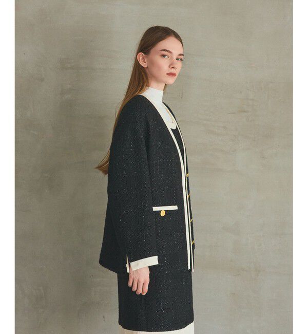 Grace Class「ツイードトリミングジャケット」|ノーカラージャケット|