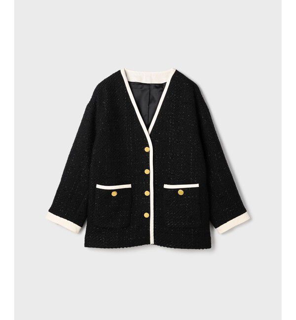 Grace Class「ツイードトリミングジャケット」|ノーカラージャケット|