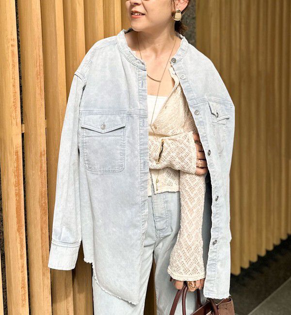 Rie Miller「【RM denim】硫化染コーデュロイシャツジャケット」|シャツ・ブラウス|サックス