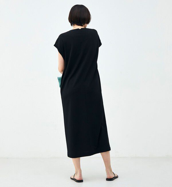Rie Miller「ウォッシャブル袖口リブマキシ丈ワンピースジョーゼットダンボール」|ワンピース|