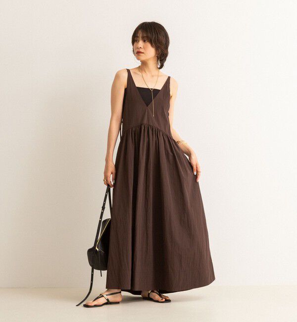 MAQWEL「【MAQWEL/マクウェル】ウォッシャブルソフトタフタワンピース」|ワンピース|