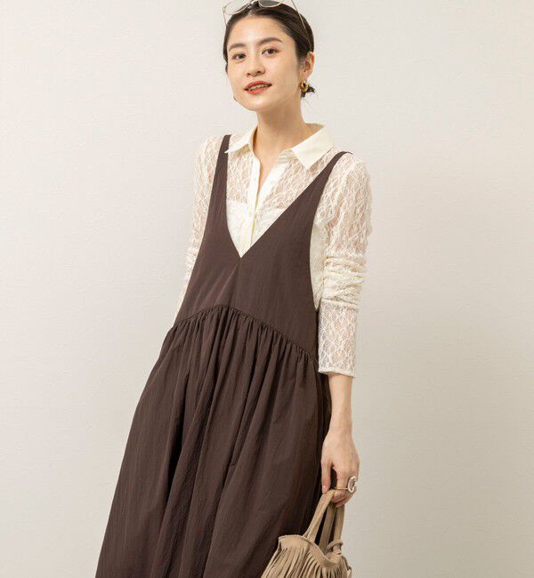 MAQWEL「【MAQWEL/マクウェル】ウォッシャブルソフトタフタワンピース」|ワンピース|